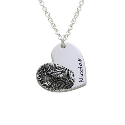 Personalisierte Fingerabdruck-Halskette, personalisierte Herz-Halskette, Namenskette, Erinnerungsgeschenk, Weihnachtsgeschenk, Valentinstagsgeschenk
