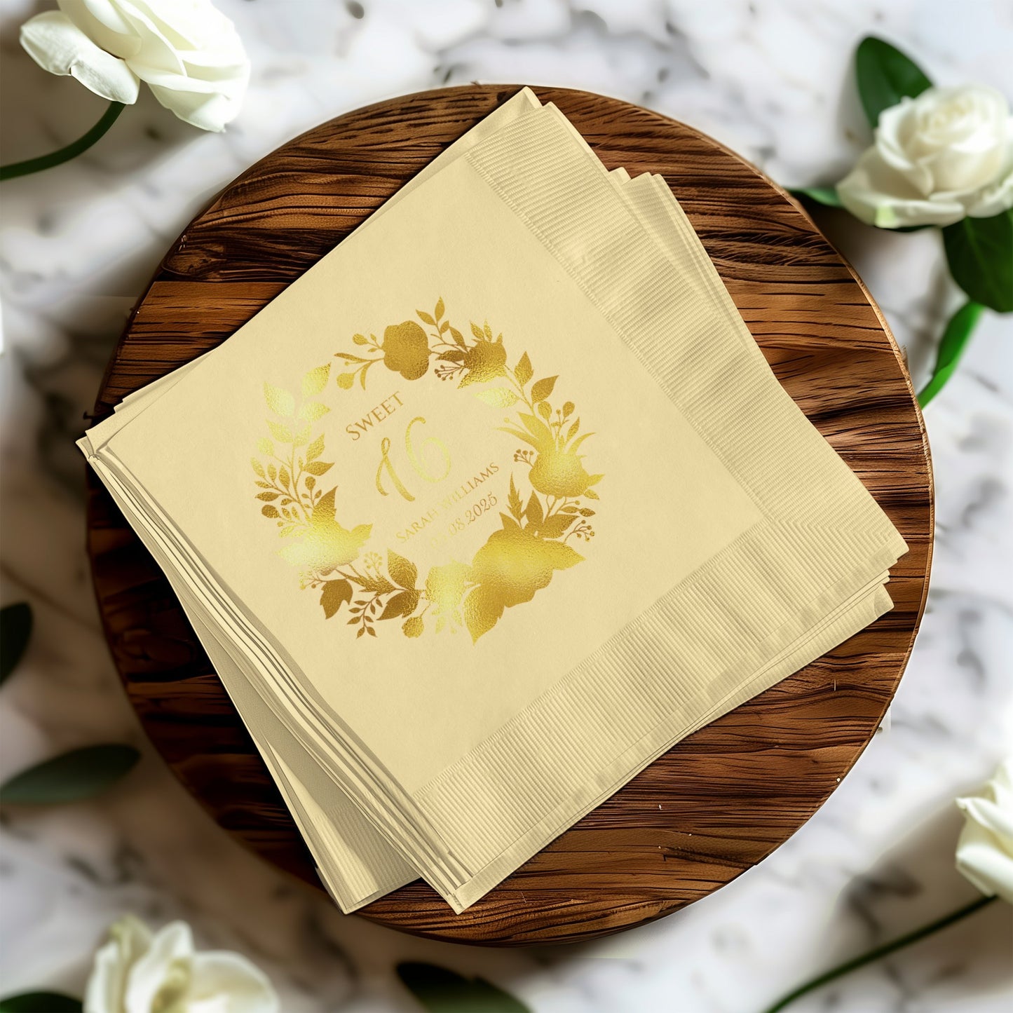 Sweet 16 Gold Foil Personalized Napkins product type