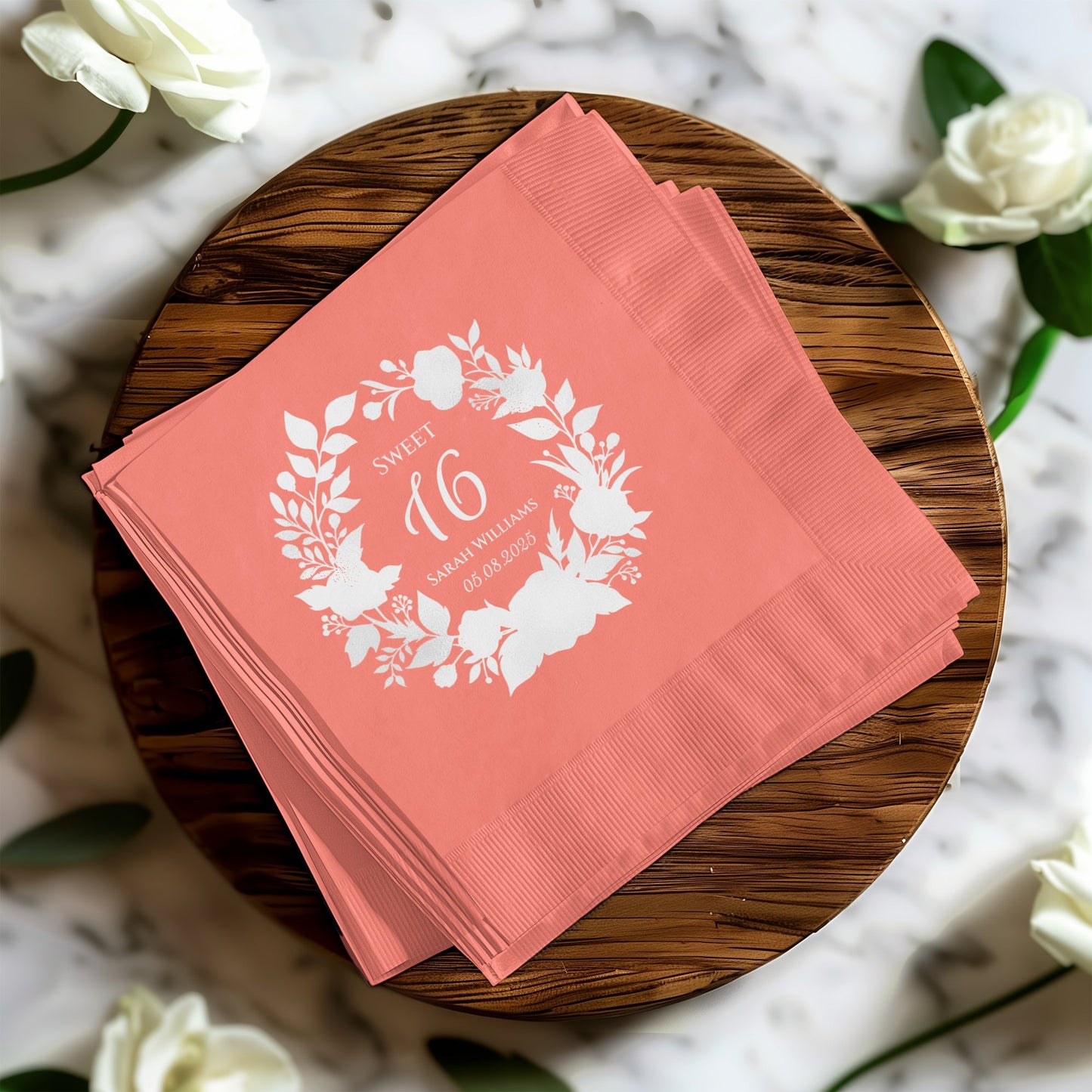 Elegant Floral Custom Sweet 16 Party Napkins product