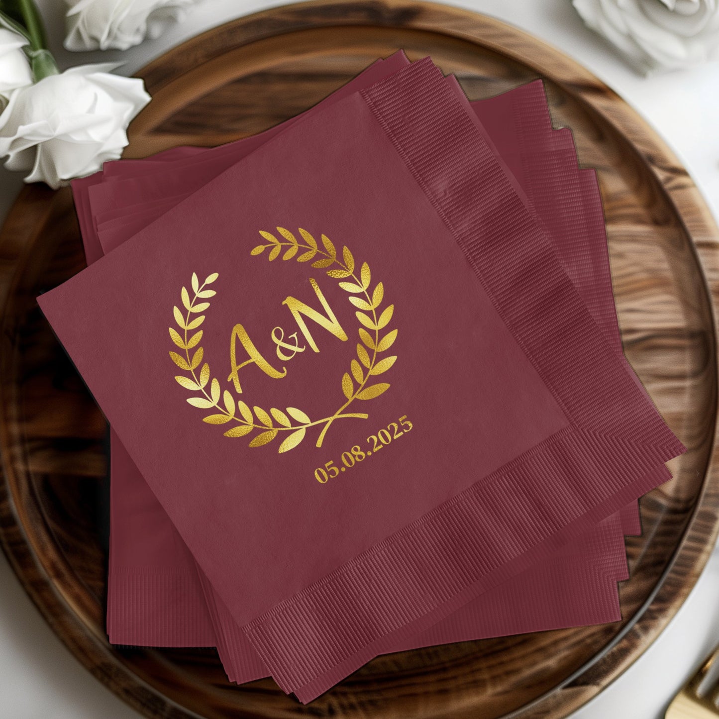 Personalized A&N Wedding Date Custom Monogrammed Napkins product