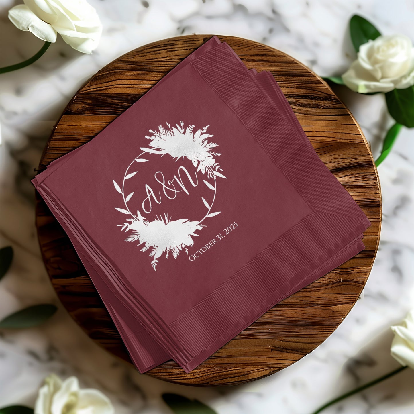 Personalized Floral Design Monogrammed Napkin product