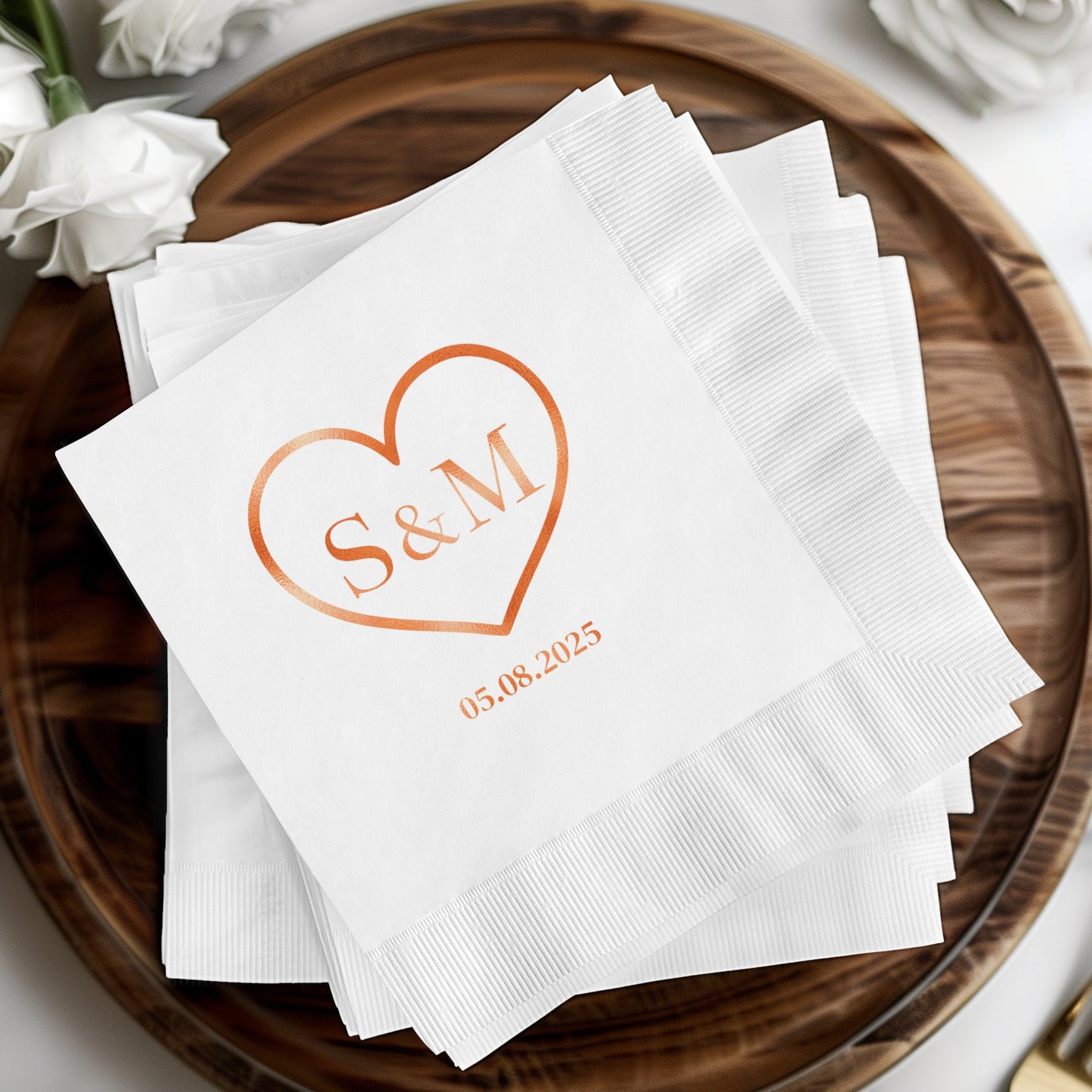 Personalized Heart Initials Wedding Date Napkin product