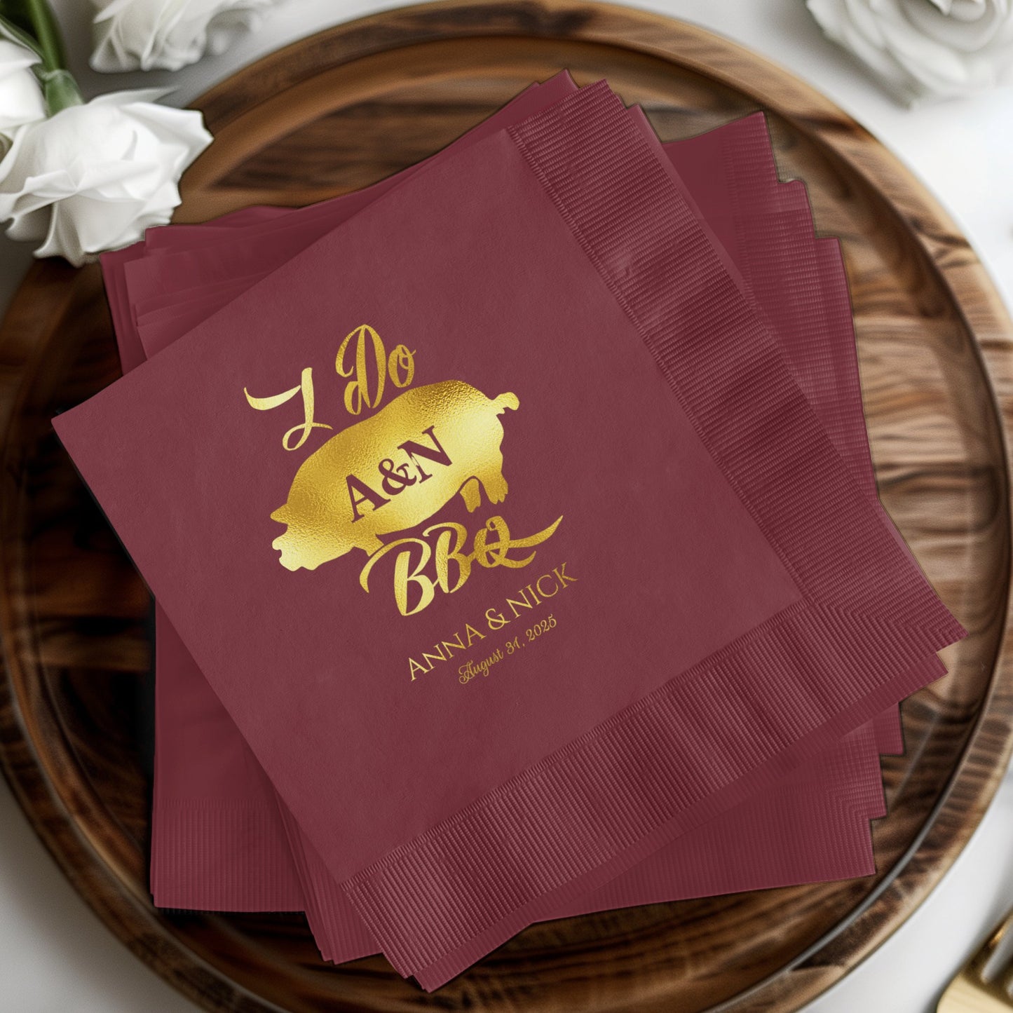 I Do BBQ Personalized Wedding Cocktail Napkin product
