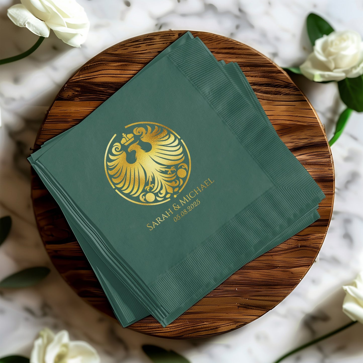 Elegant Green Napkin with Gold Eagle Detail product