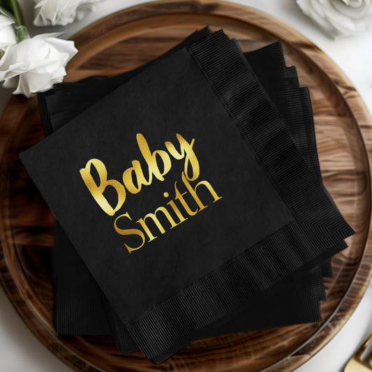 Custom Printed Baby Smith Black Napkin Product