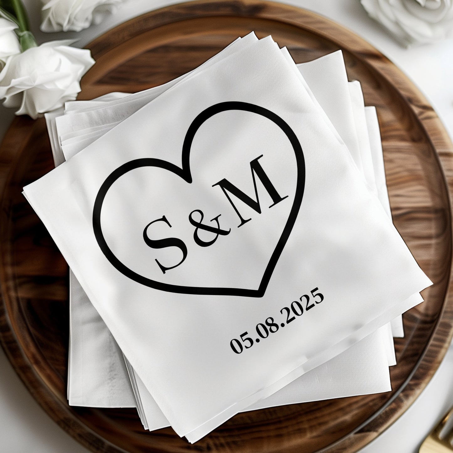 Personalized Initials Heart Design Wedding Napkin product