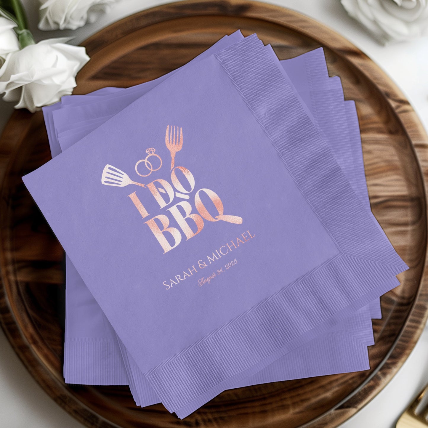 I DO BBQ Custom Wedding Party Beverage Napkins product