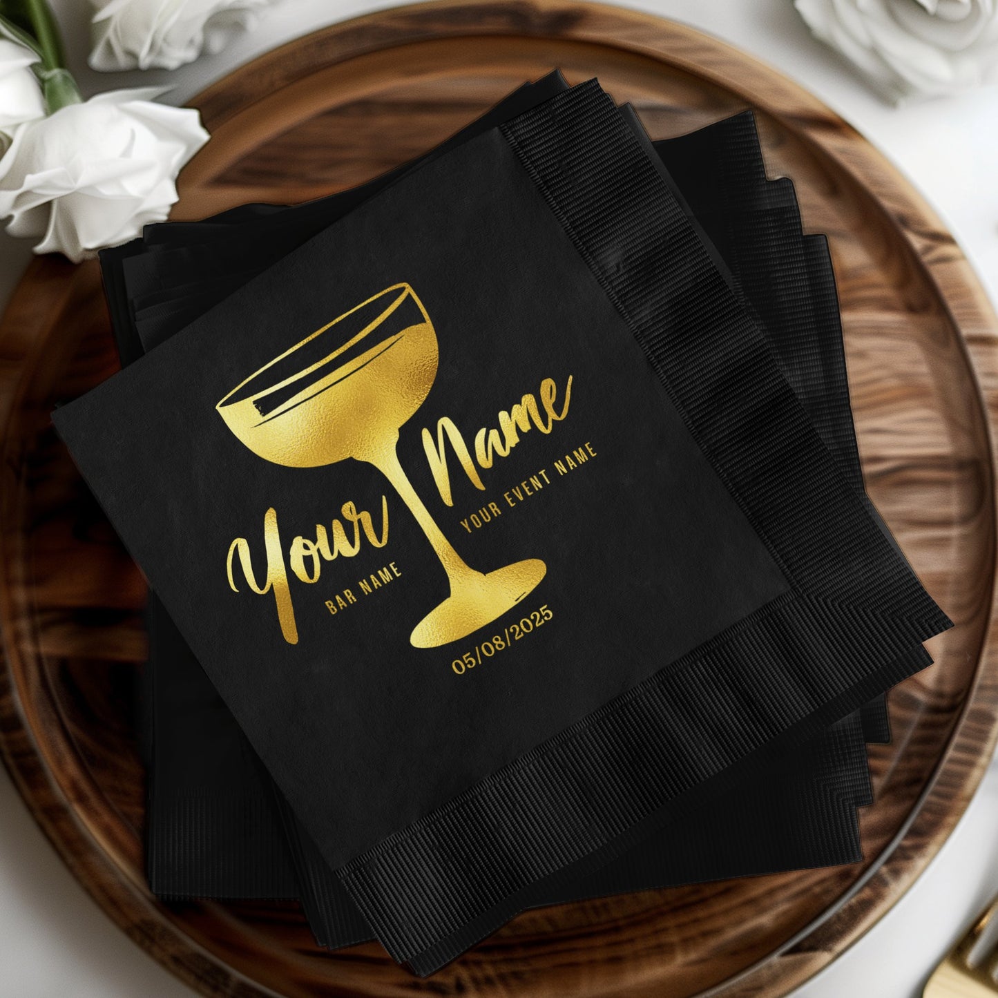 Custom Engraved Black Cocktail Napkins for Events product type
