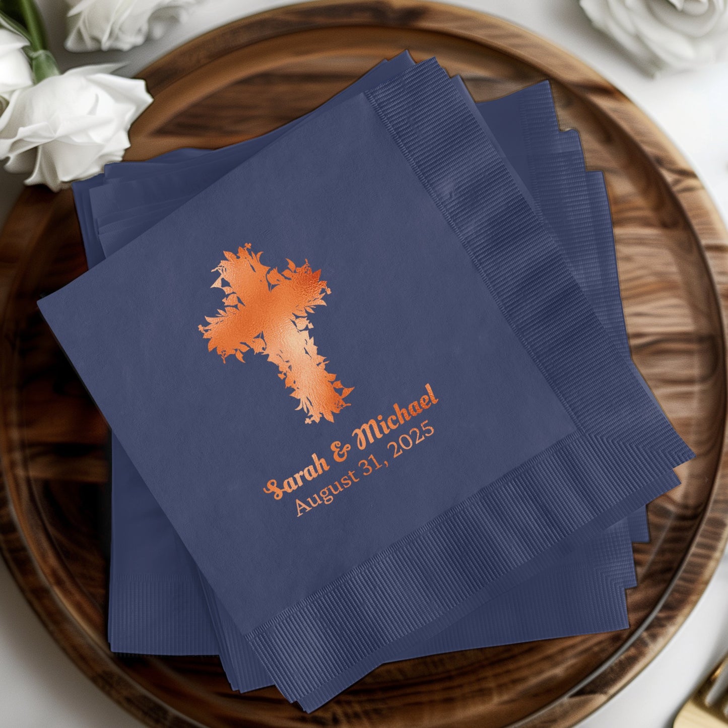 Personalized Cross Design Wedding Napkins product