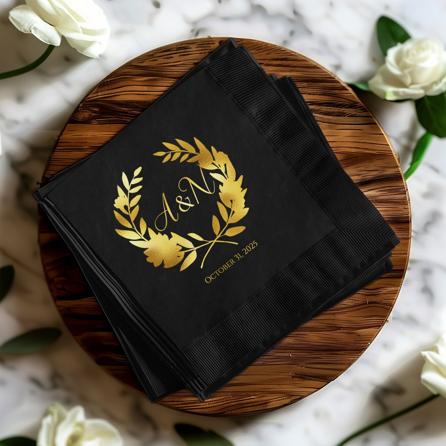 Elegant Personalized Black Wedding Napkin product
