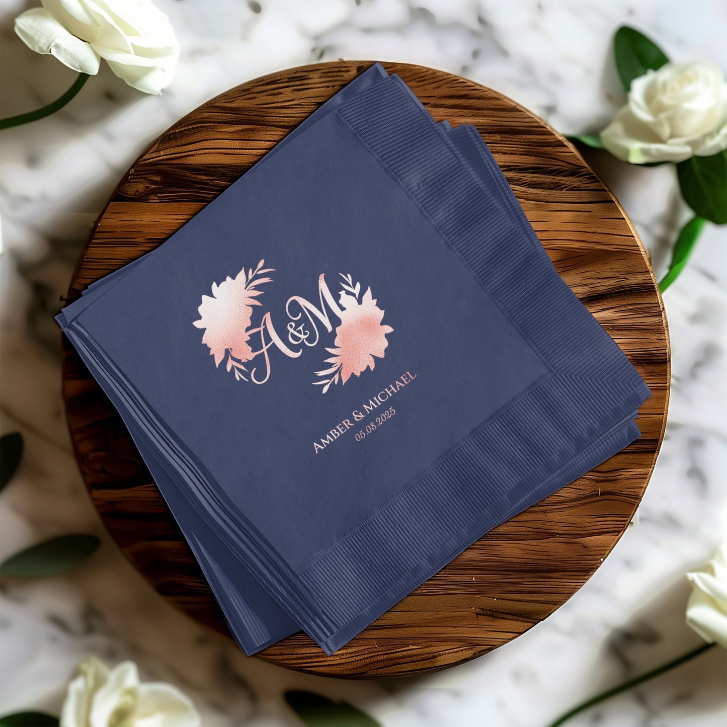 Personalized Floral Design Wedding Napkins product