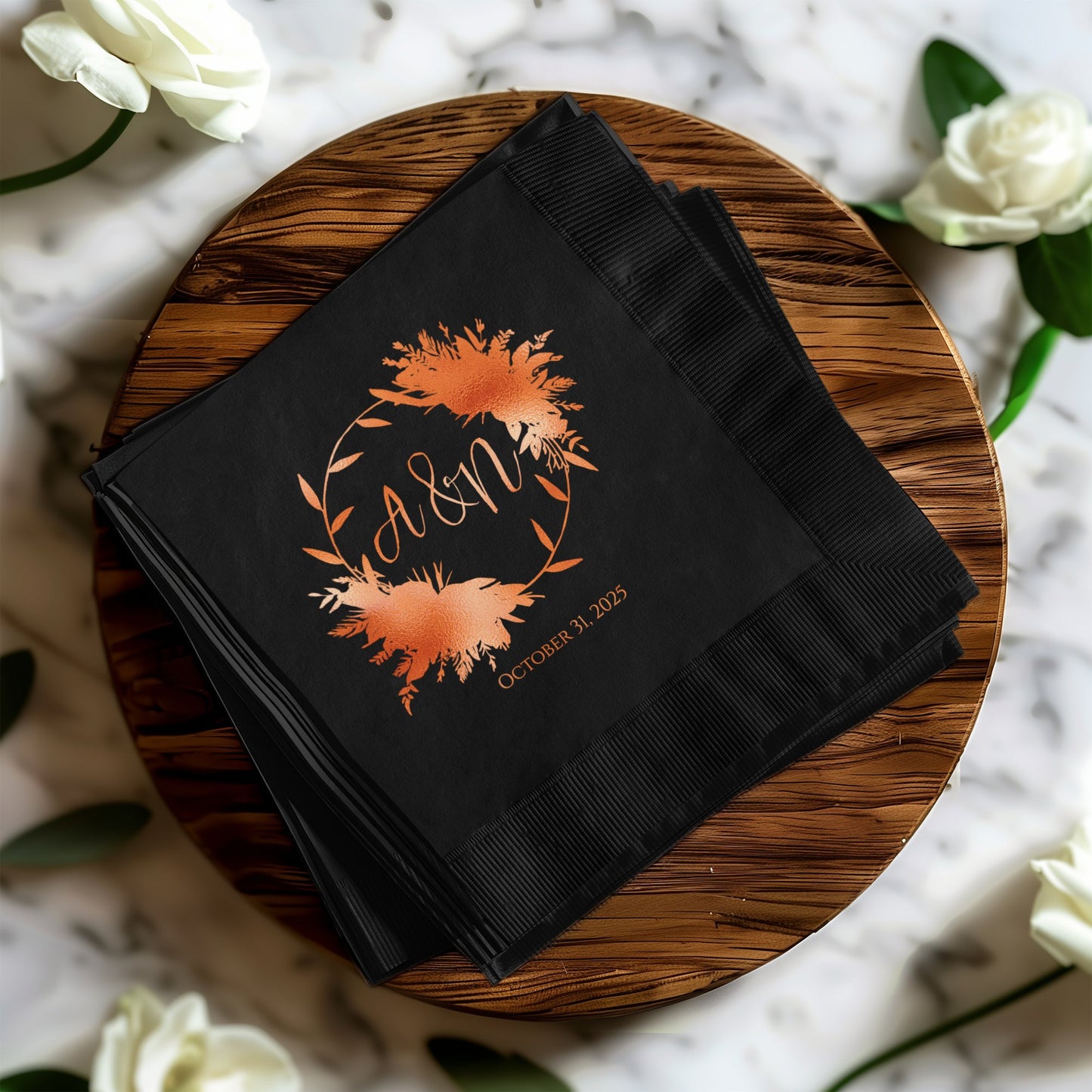 Elegant Custom Design Personalized Black Napkin product