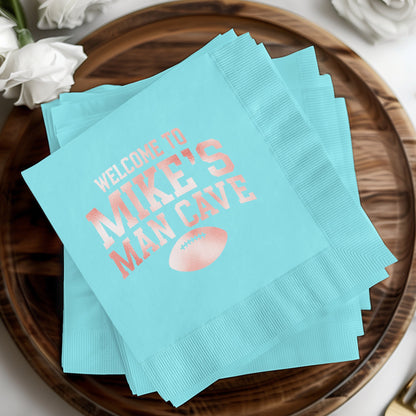 Welcome to Mike's Man Cave Football Party Napkin Product