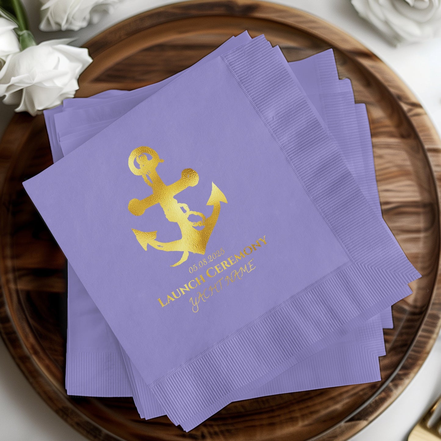 Launch Ceremony Yacht Name Custom Napkins product type