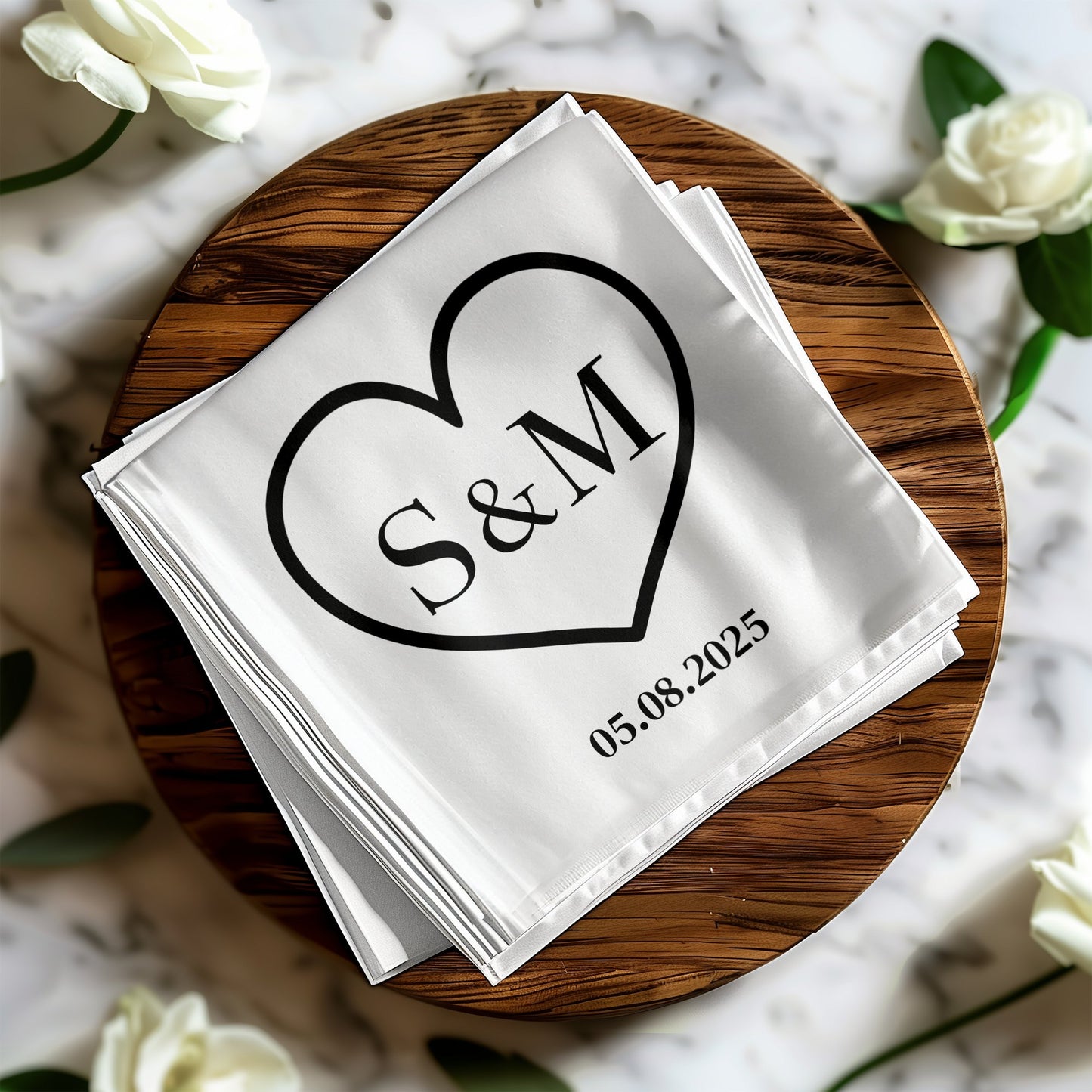 Personalized Heart Initials Date Custom Napkins product