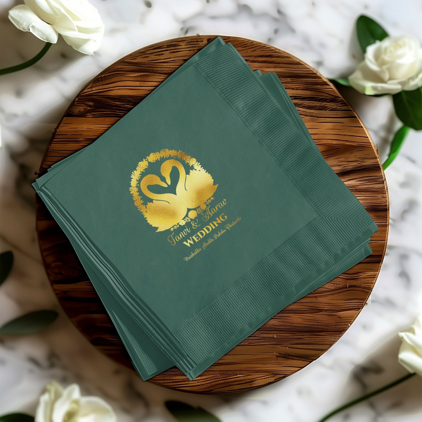 Elegant Custom Wedding Swan Design Napkins product type