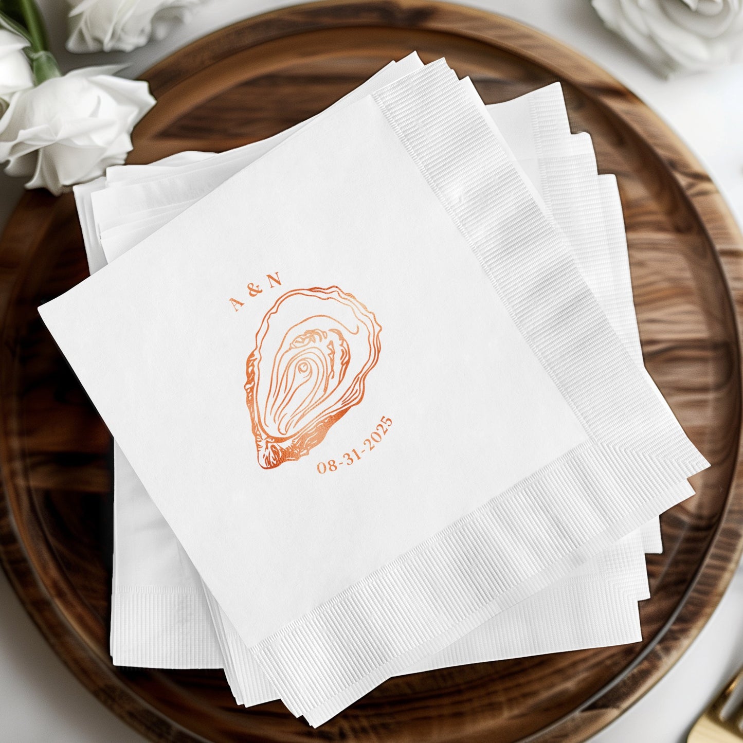 Custom Monogram Oyster Design Event Napkin product