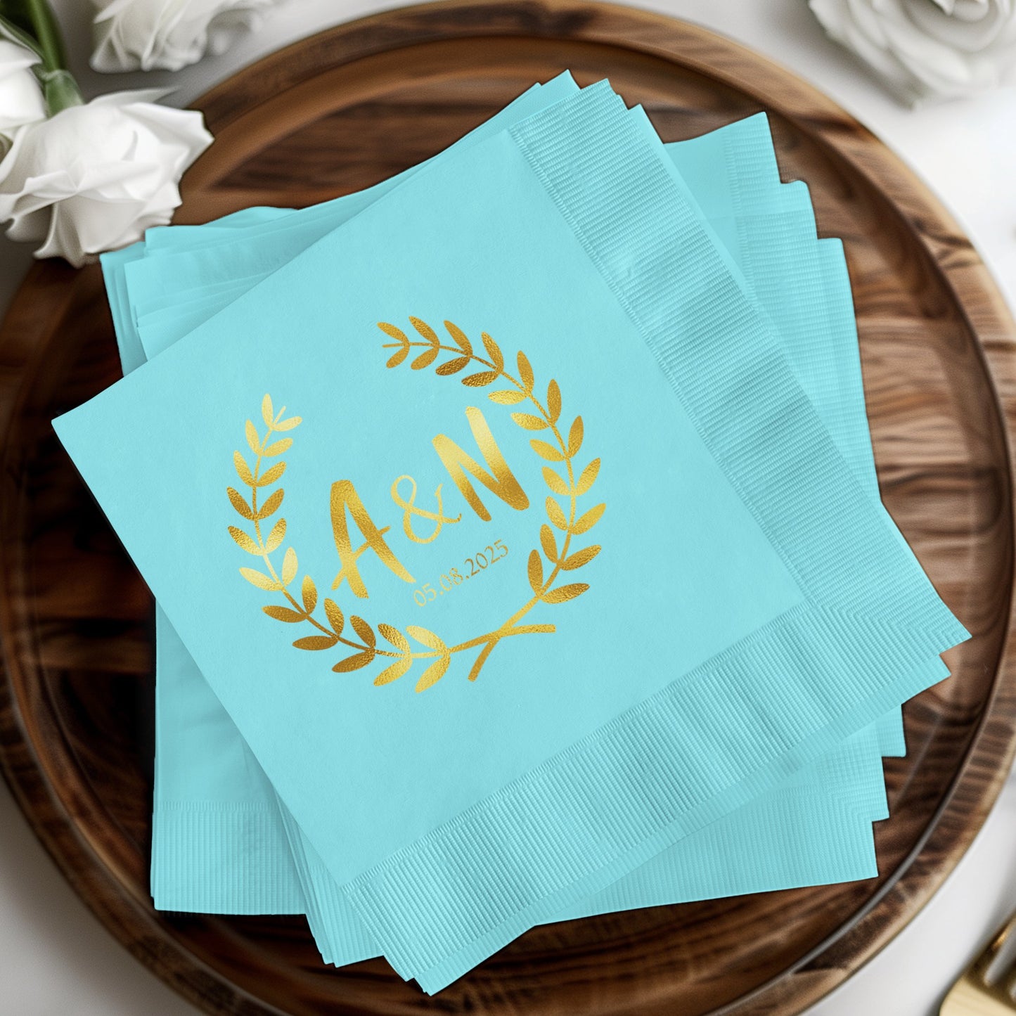 Elegant Customized Wedding Date and Initials Napkins product