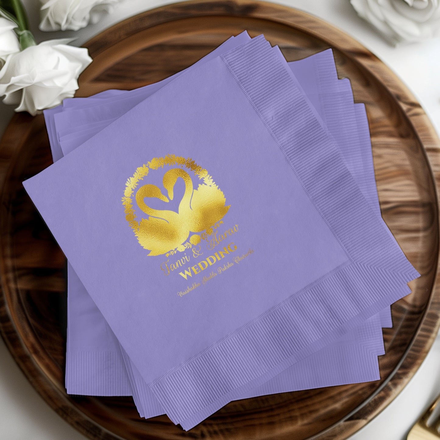 Elegant Purple Wedding Swan Theme Decorative Table Napkins product type
