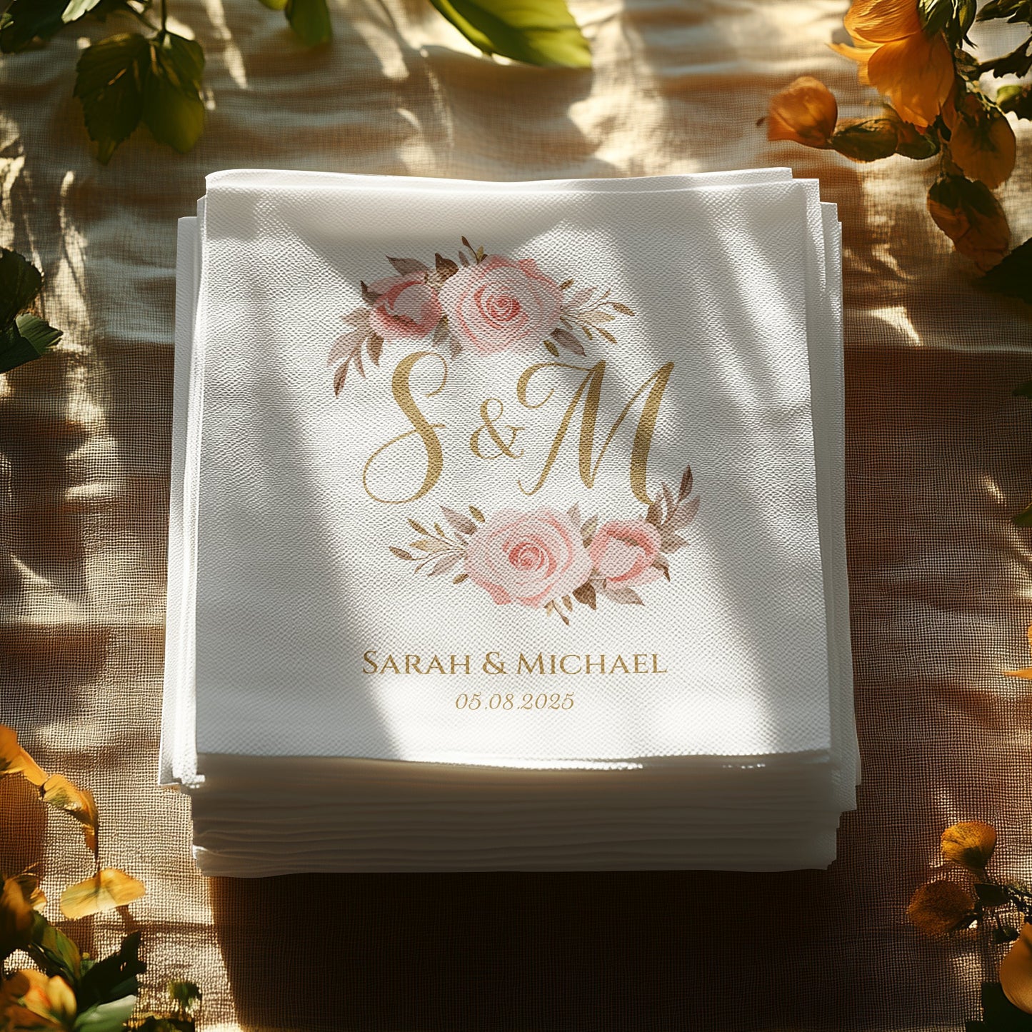 Elegant Personalized Wedding Napkins for Special Event product