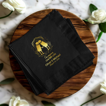 Personalized Wedding Black Paper Napkins product