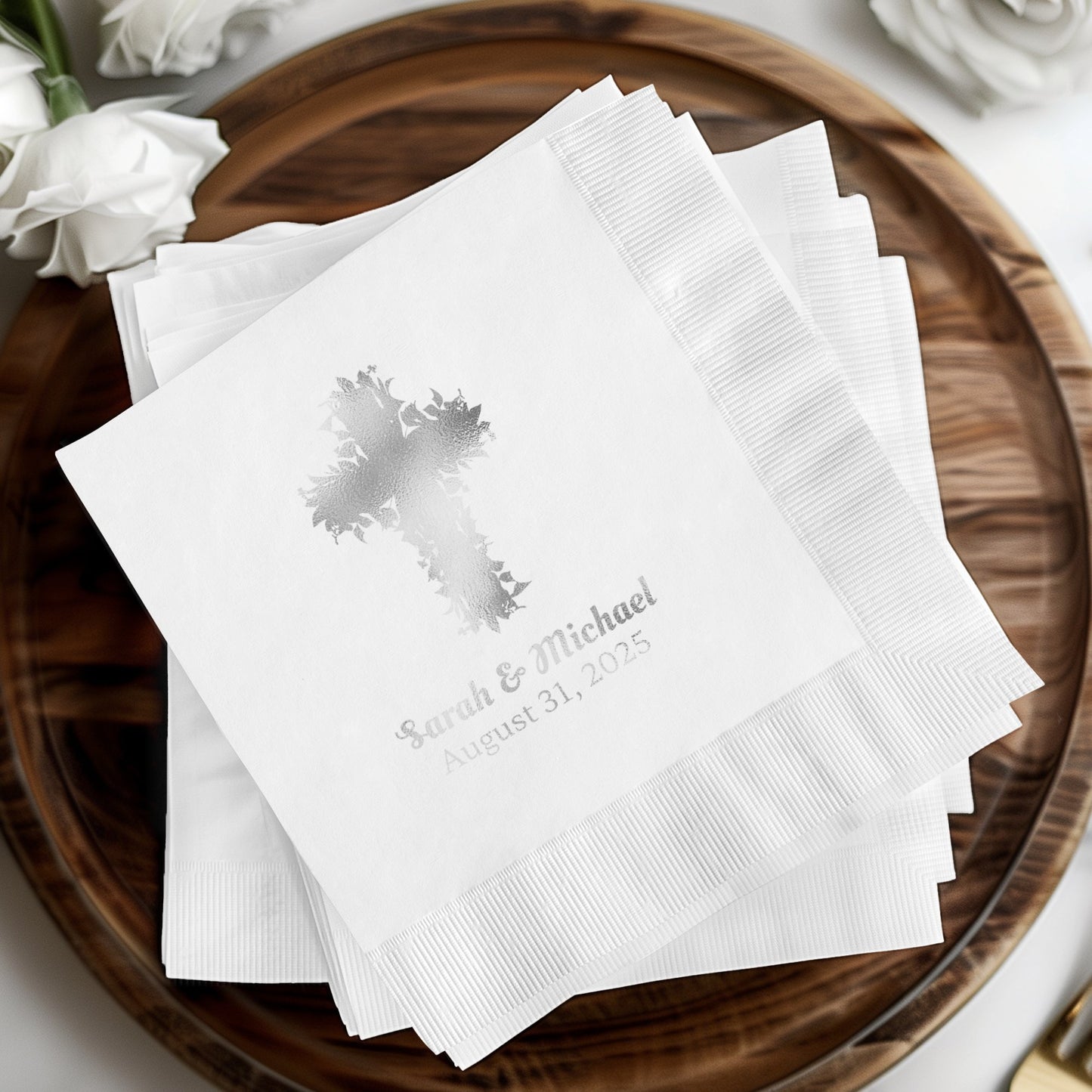 Personalized Wedding Date Embossed Napkin product