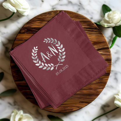 Personalized Floral Initials Wedding Napkin product