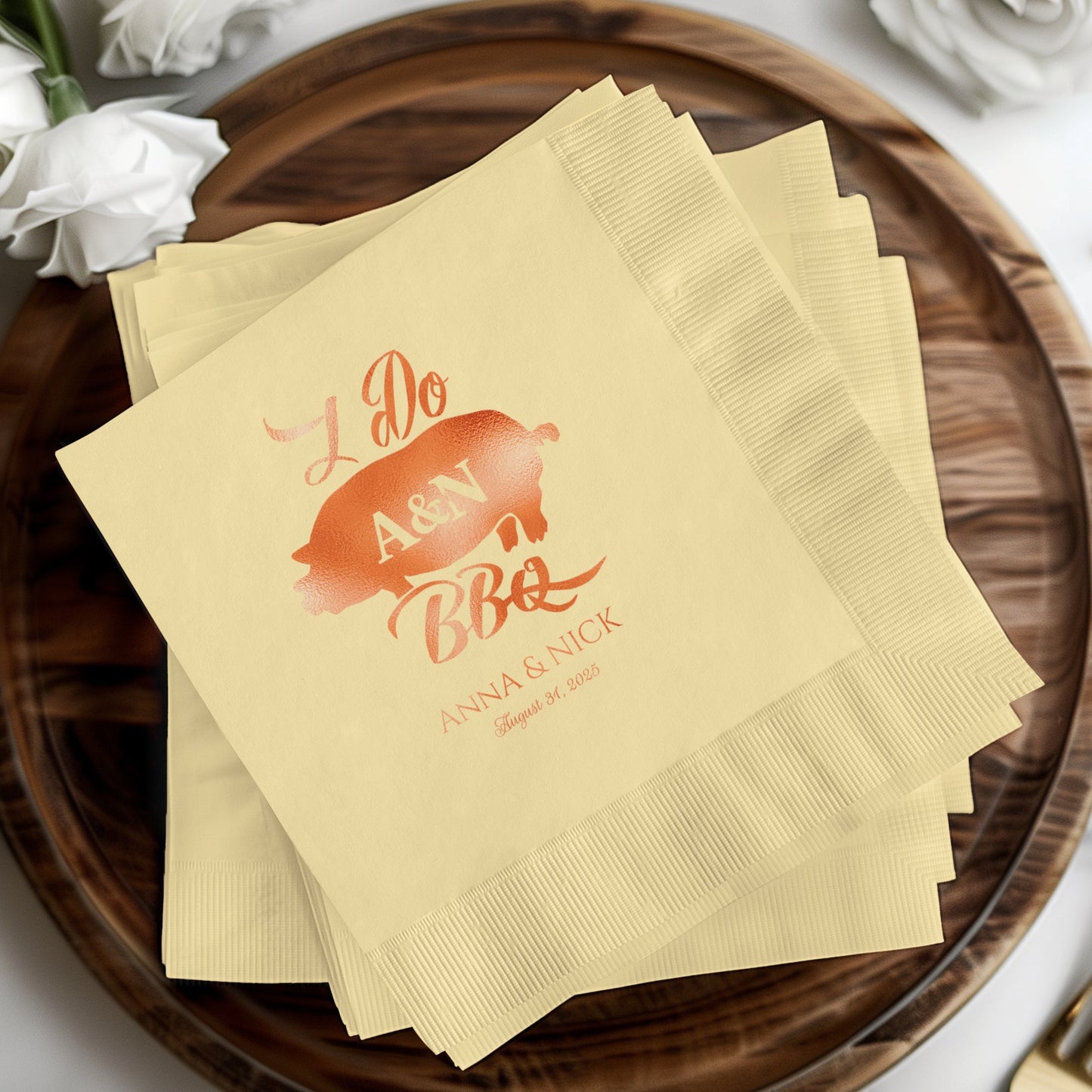 I Do BBQ Anna and Nick Personalized Napkins product