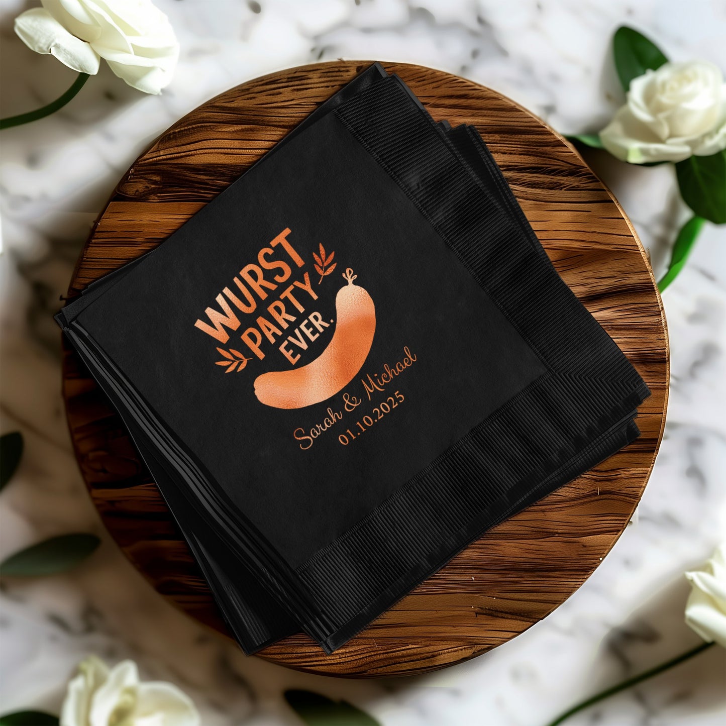 Wurst Party Ever Personalized Black Napkin product
