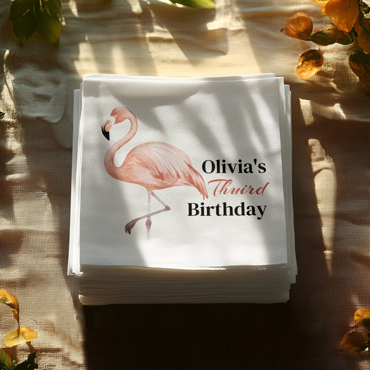 Personalized Flamingo Third Birthday Napkin product