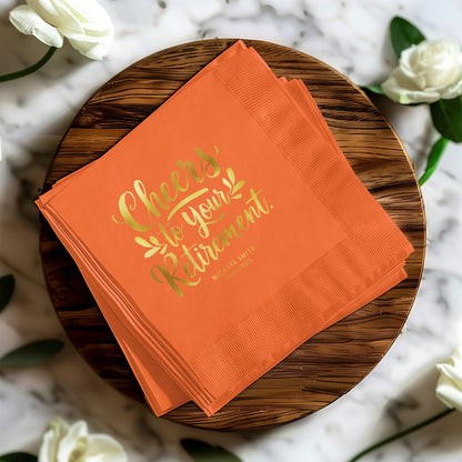 Cheers To Your Retirement Orange Napkin product