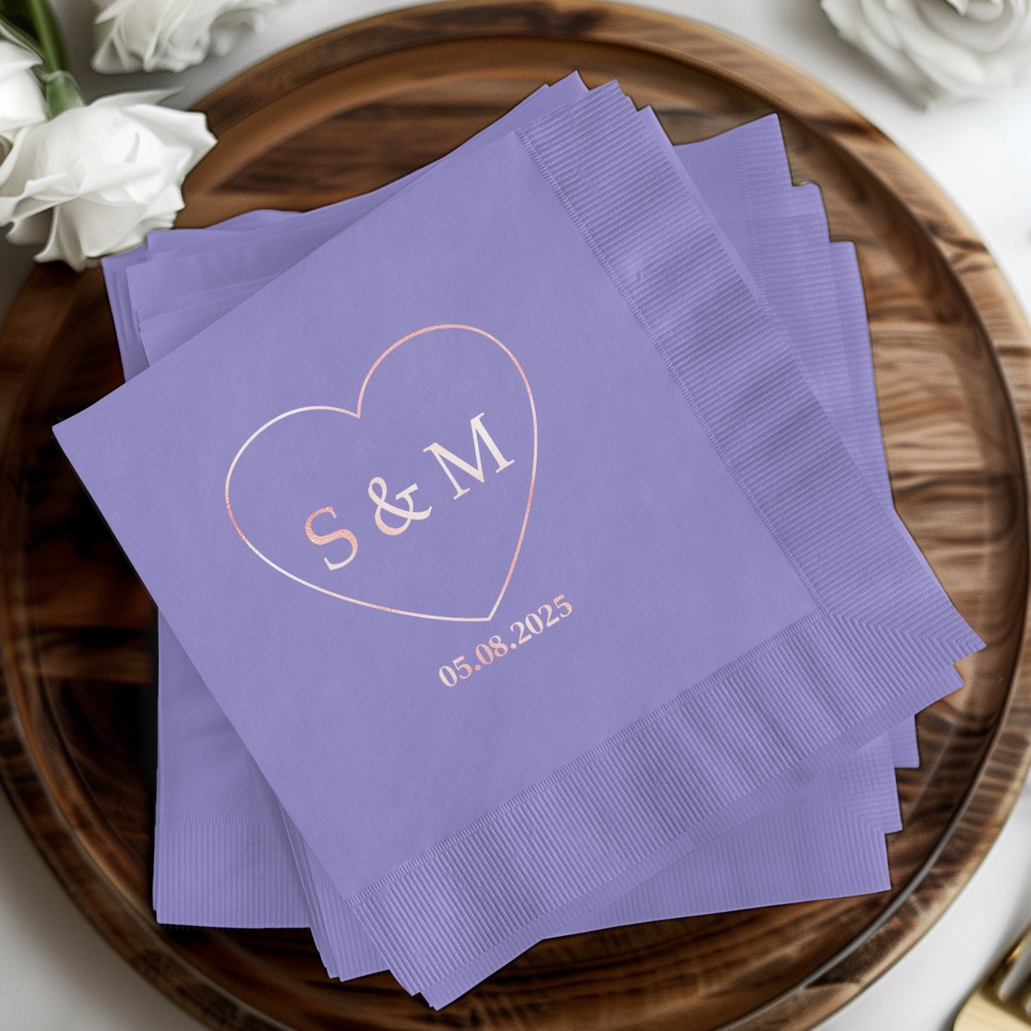Personalized Heart Initial Date Napkins product