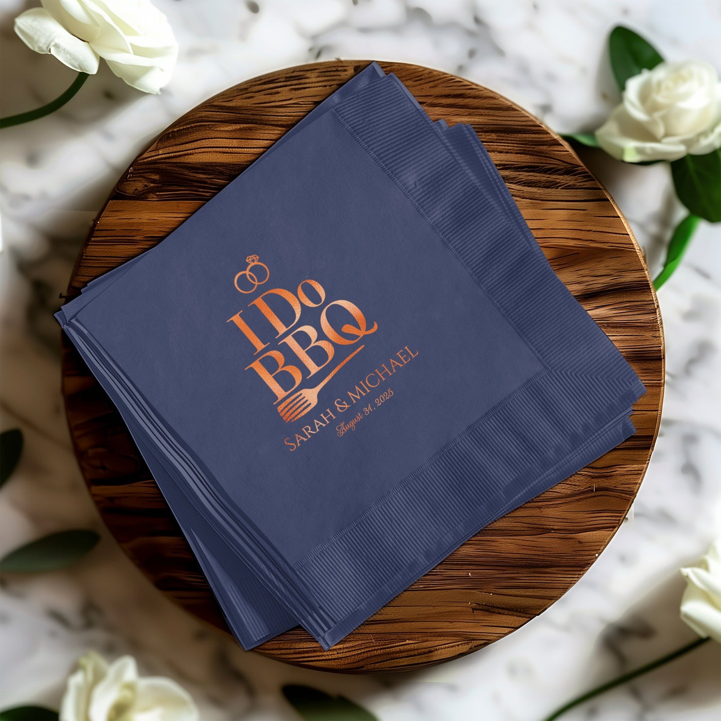 IDo BBQ Sarah Michael Date Personalized Napkins product type
