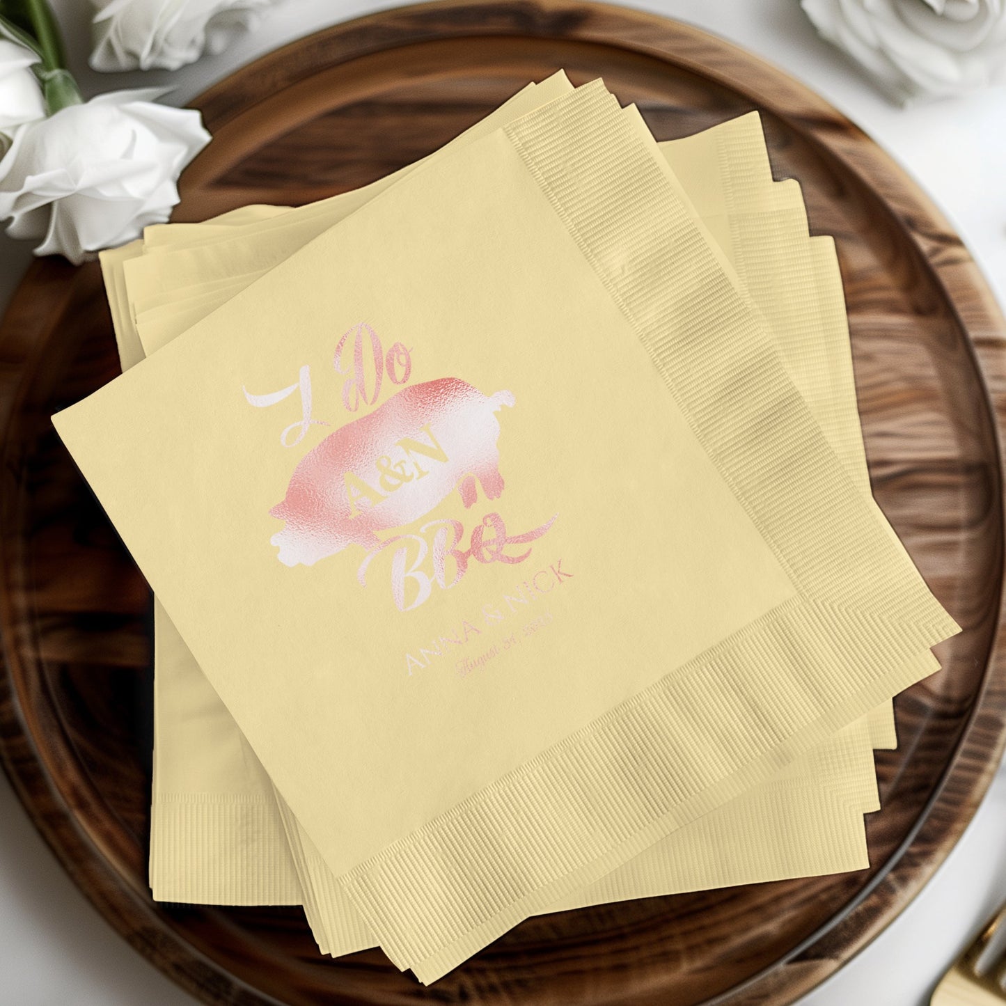 Elegant Custom Printed Wedding Napkins Product