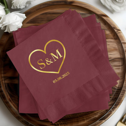 Personalized Heart Initials Date Party Napkin product