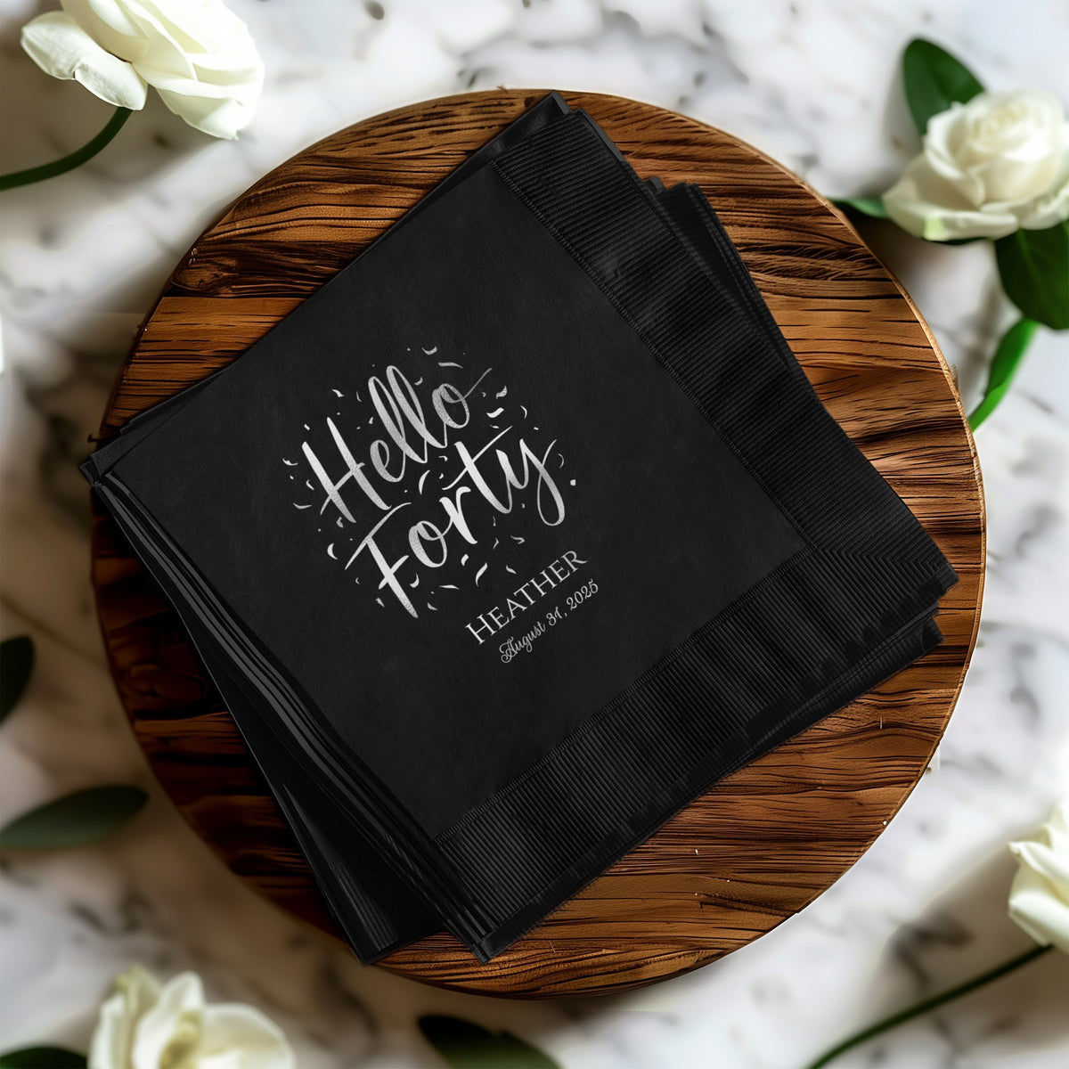 Hello Forty Custom Printed Birthday Napkin product