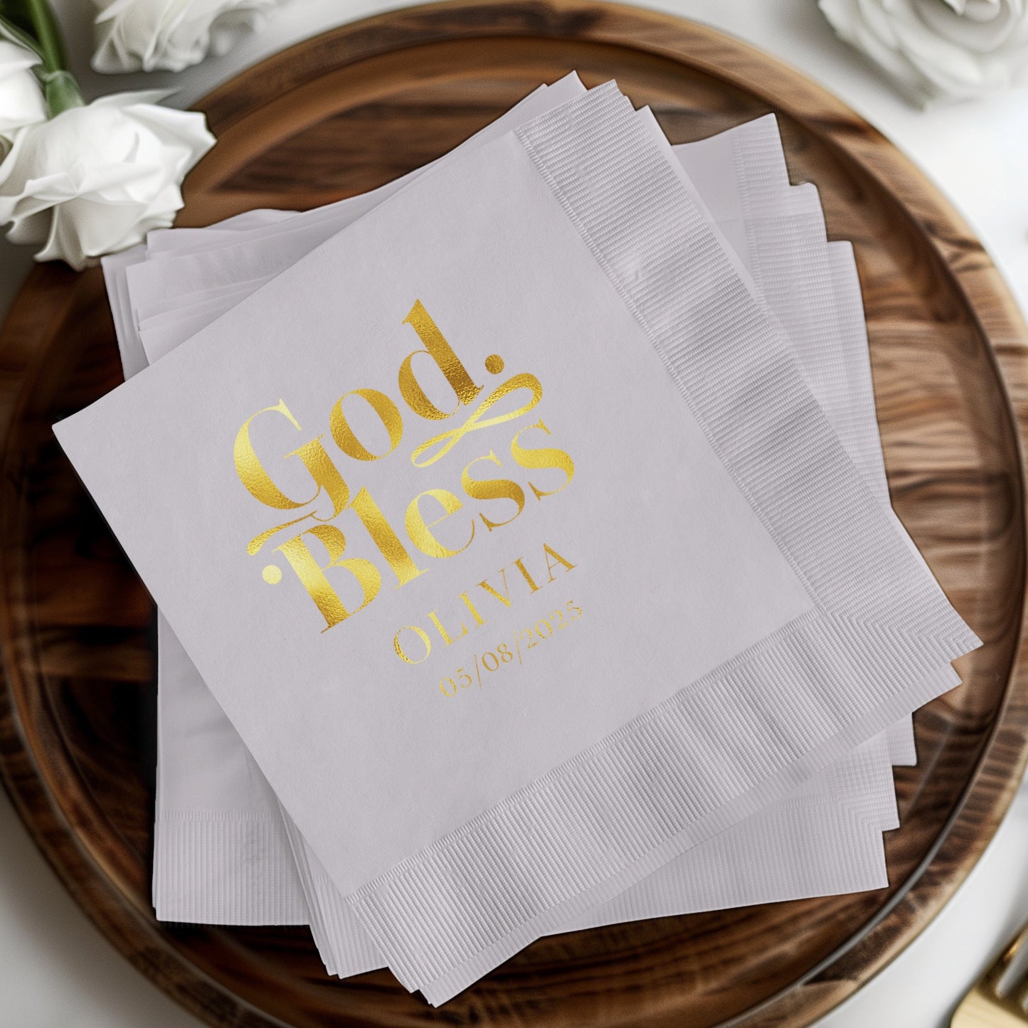 Elegant God Bless Personalized Party Napkins product type