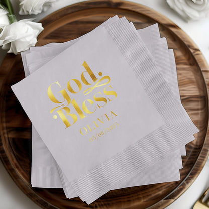 Elegant God Bless Personalized Party Napkins product type