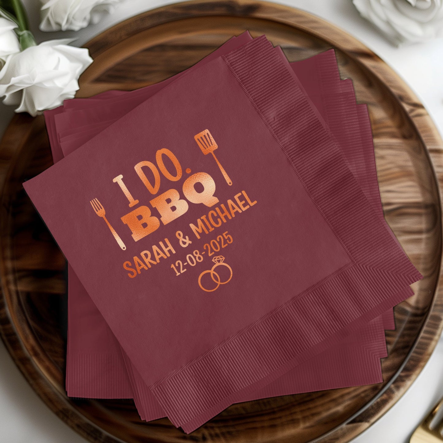 Custom I Do BBQ Wedding Date Personalized Napkins product