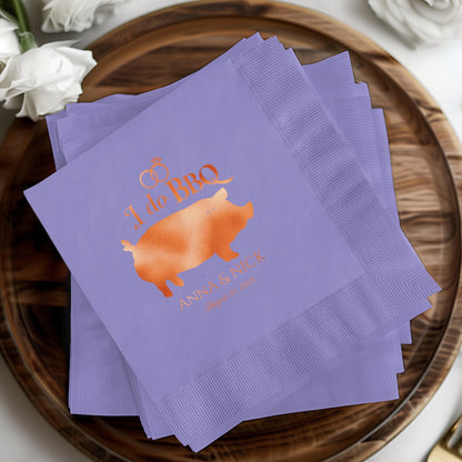 I Do BBQ Pig and Rings Personalized Napkins product