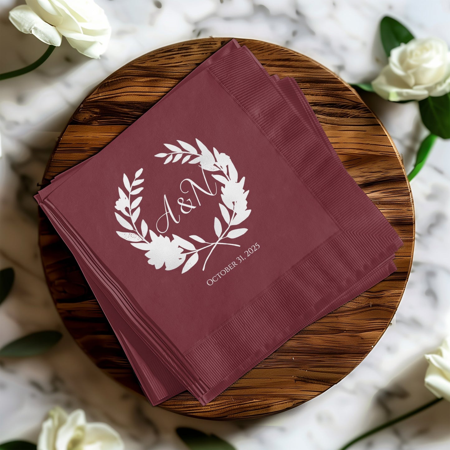 Custom Printed Monogram Floral Napkins party product