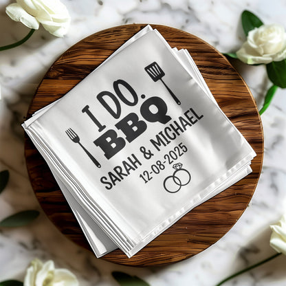I Do BBQ Custom Wedding Date and Names Napkin product