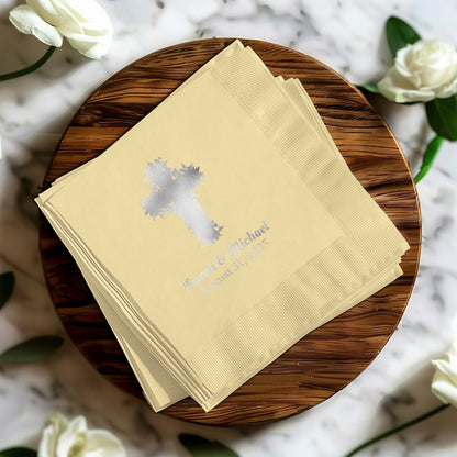 Personalized Cross Design Wedding Napkins product