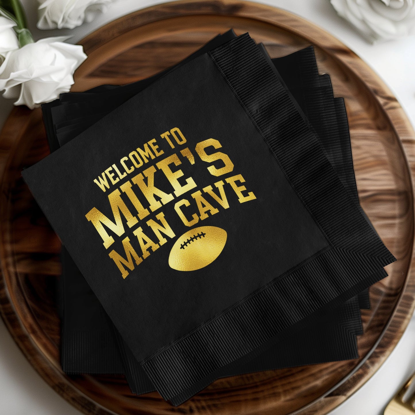 Welcome to Mike's Man Cave Football Party Napkins product