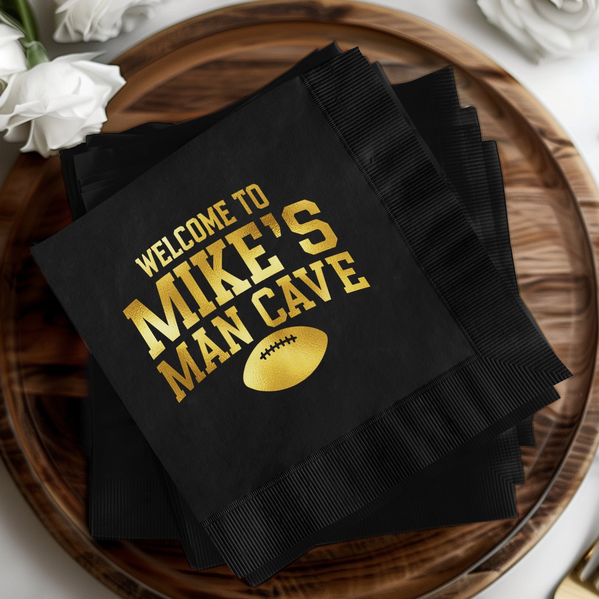 Welcome to Mike's Man Cave Football Party Napkins product