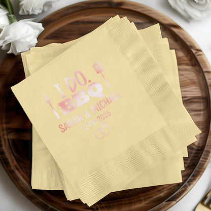 Personalized Wedding Napkins BBQ Themed Product