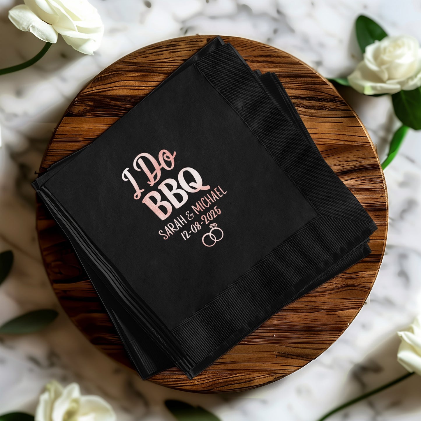 Elegant Custom Printed Wedding BBQ Napkin product