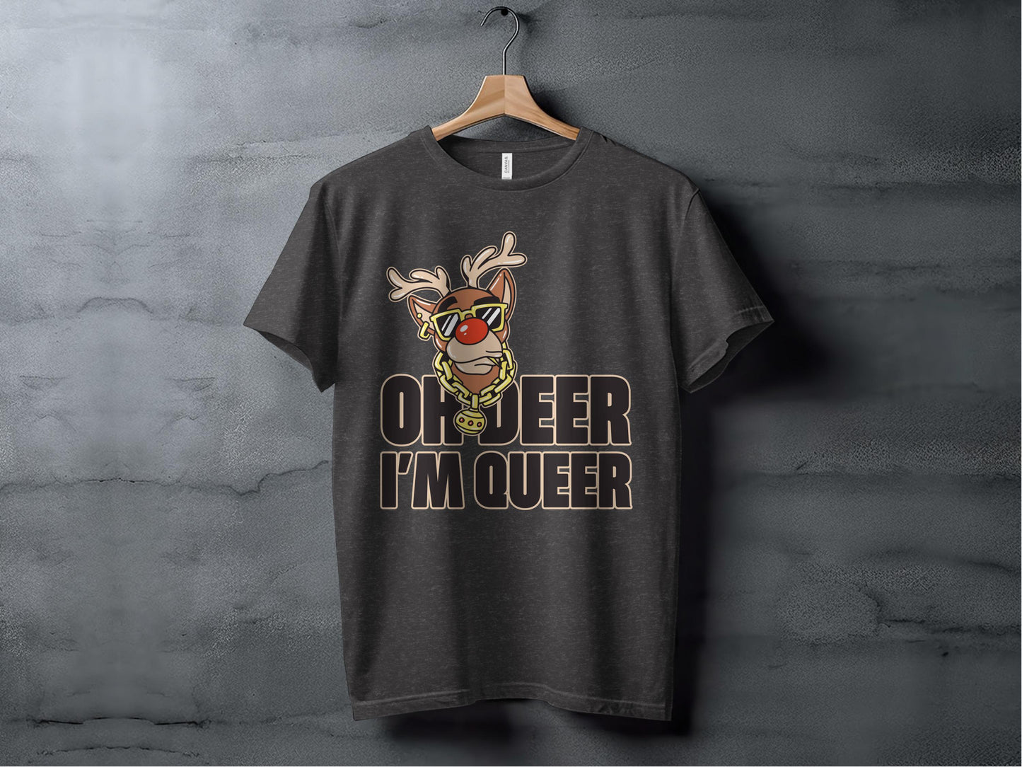 Oh Deer I'm Queer Funny Reindeer Graphic T-Shirt product type