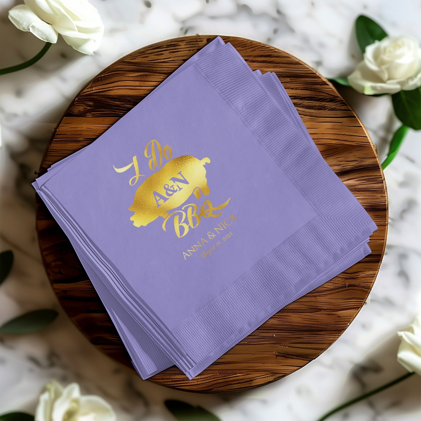 I Do BBQ Gold Foil Wedding Napkins product