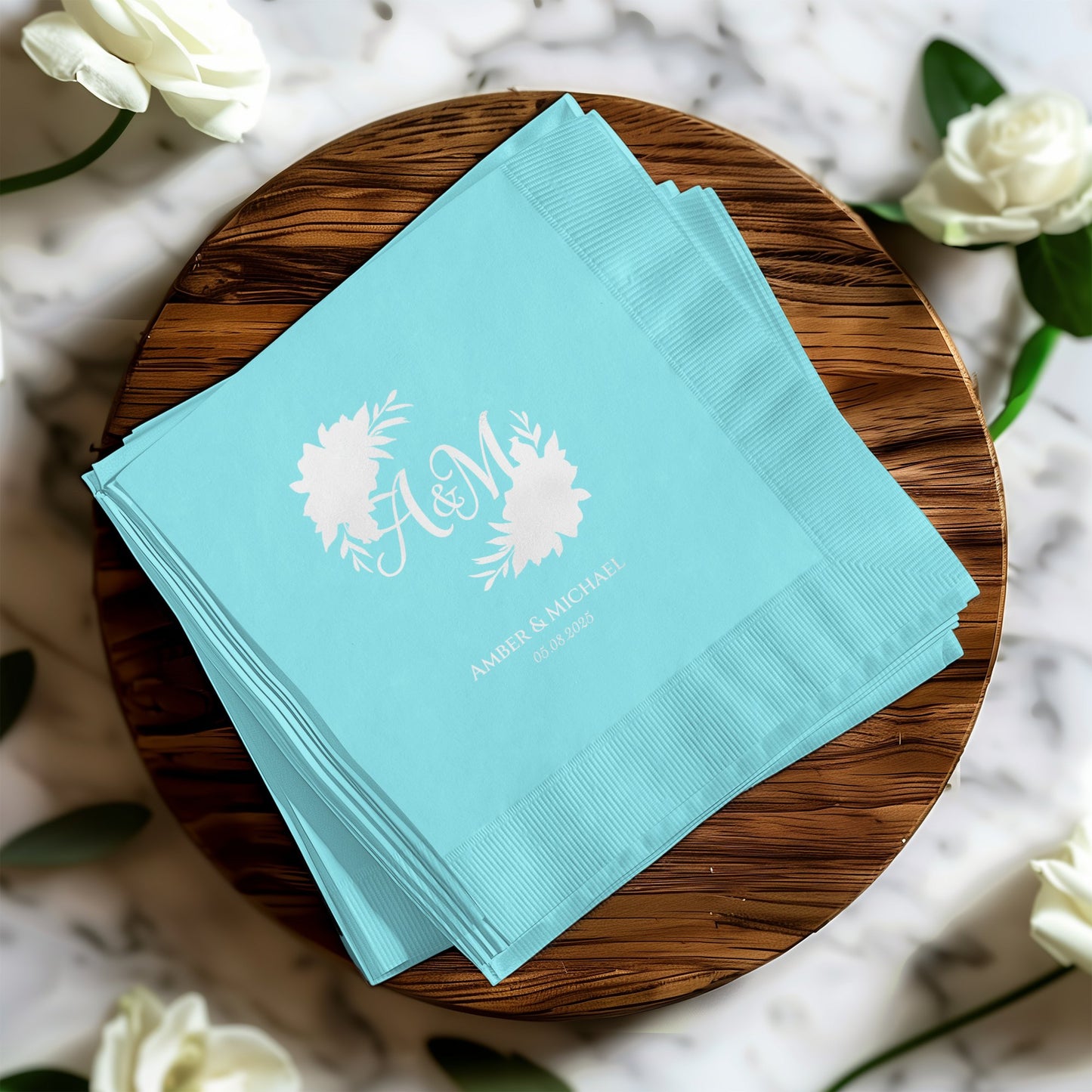 Personalized Wedding Monogram Blue Napkins product type